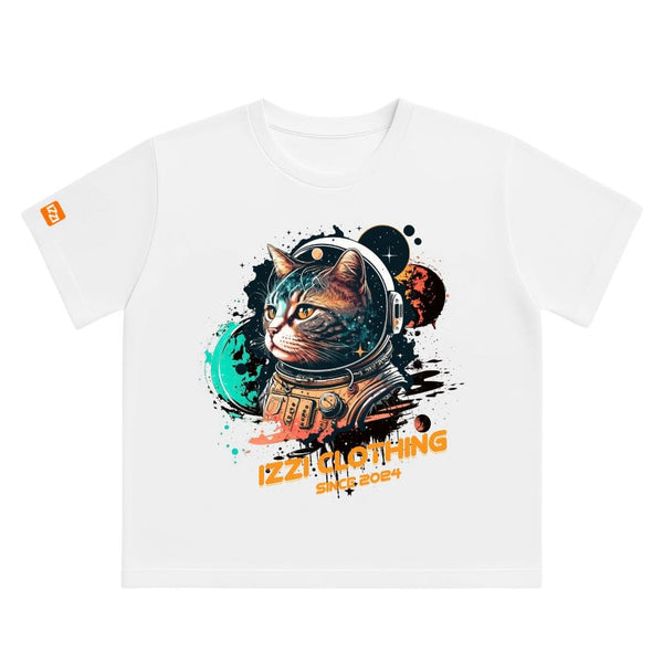 Camiseta Feminina Plus Size Premium Branca Astro Cat