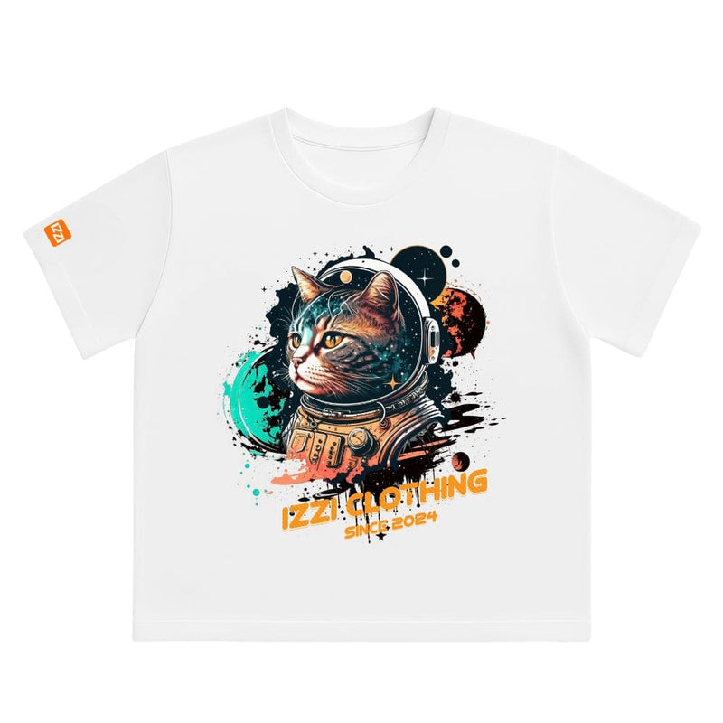 Camiseta Feminina Plus Size Premium Branca Astro Cat