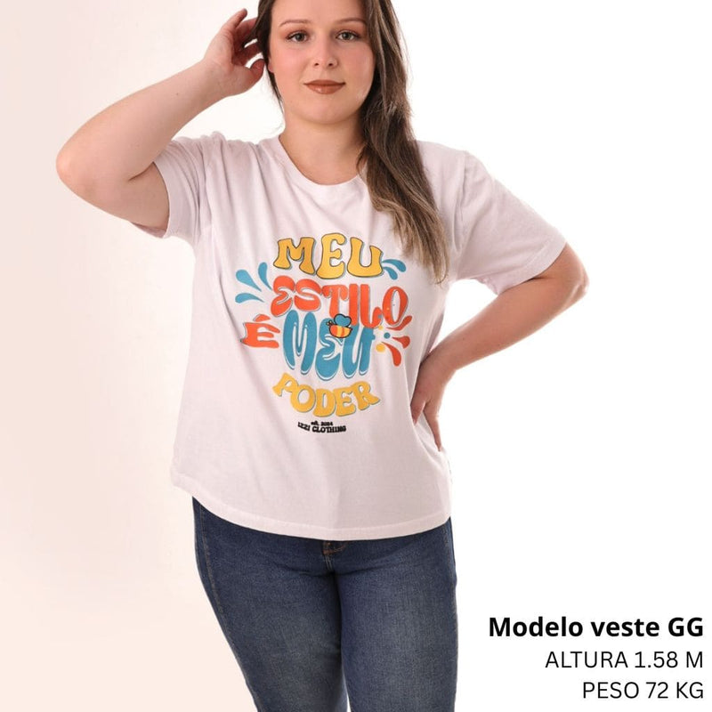 Camiseta Feminina Plus Size Premium Branca Be Awesome