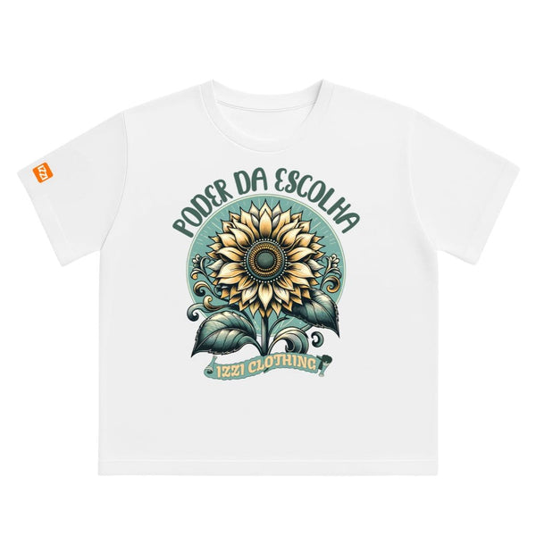 Camiseta Feminina Plus Size Premium Branca Wild Flowers