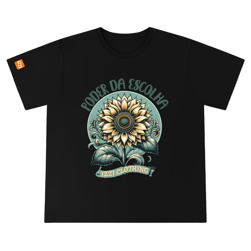 Camiseta Feminina Plus Size Premium Preta Wild Flowers
