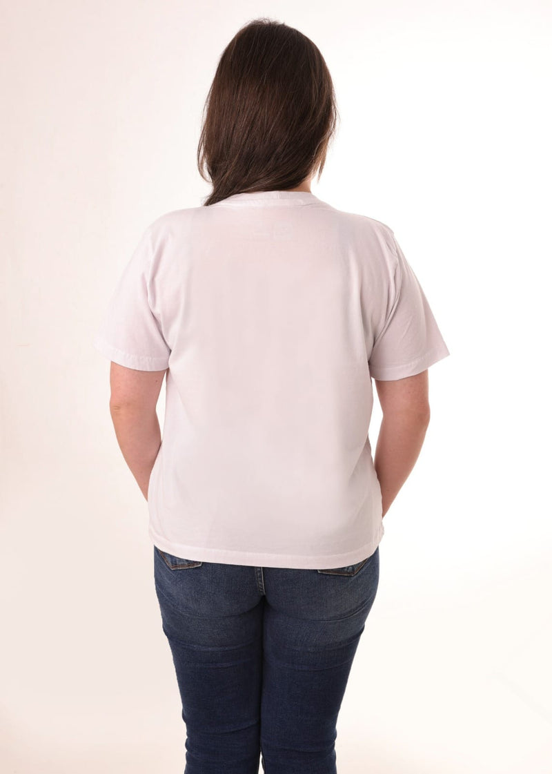 Camiseta Feminina Plus Size Premium Branca Flores